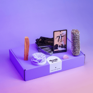 Purple tarot box with elements