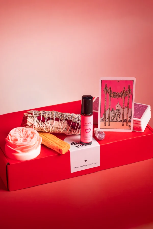 Red tarot box with elements